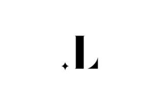 logo della lettera dell'alfabeto l in bianco e nero per affari con la stella. scritte creative per l'azienda. icona del design del marchio dell'identità aziendale vettore