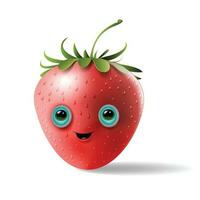 carino contento fragola personaggio emoticon cartone animato vettore