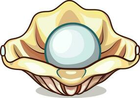 perla dentro ostrica conchiglia cartone animato stile vettore illustrazione, grande perla e ostrica conchiglia azione vettore Immagine