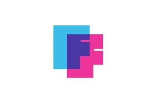 icona del logo della lettera f intersecata per l'azienda. design alfabeto blu e rosa per aziende e affari vettore