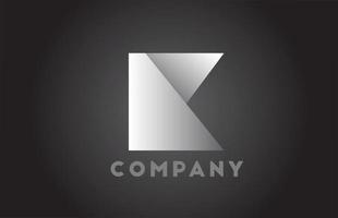 logo della lettera dell'alfabeto geometrico k bianco e nero per il business. brading e scritte aziendali con design futuristico e gradiente per l'azienda vettore
