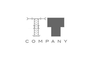 t tt icona logo alfabeto bianco grigio per azienda con stile geometrico. design creativo di combinazioni di lettere per affari e aziende vettore