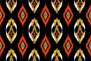 astratto geometrico modello design su nero sfondo per sfondo o sfondo, ikat geometrico popolare ornamento. etnico vettore struttura. senza soluzione di continuità modello nel azteco stile.