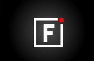 f icona del logo della lettera dell'alfabeto in colore bianco e nero. design aziendale e aziendale con punto quadrato e rosso. modello di identità aziendale creativa