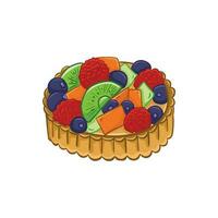 torta con frutta e frutti di bosco. vettore illustrazione nel cartone animato stile