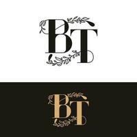 disegnato a mano nozze monogramma bt logo vettore