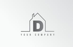d casa alfabeto icona logo lettera design. casa per una società immobiliare. identità aziendale con contorno sottile vettore