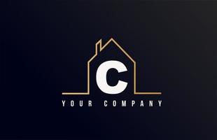 c casa alfabeto lettera icona logo design. casa immobiliare per identità aziendale e aziendale con la linea di contorno di una casa vettore