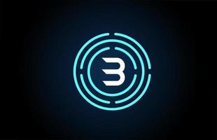 b design dell'icona lettera bianca con cerchi blu. disegno del logo dell'alfabeto. branding per prodotti e azienda vettore