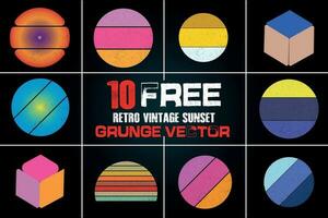 10 gratuito retrò Vintage ▾ tramonto grunge vettore