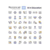 modificabile multicolore 49 grande icone impostato che rappresentano artificiale intelligenza nel formazione scolastica, schema vettore. vettore