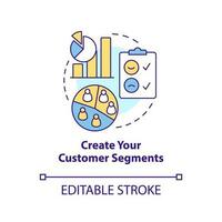 creare il tuo cliente segmenti concetto icona. ottenere iniziato con segmentazione astratto idea magro linea illustrazione. isolato schema disegno. modificabile ictus vettore