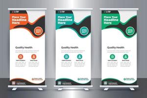 design di banner roll up medico gratuito per ospedali e assistenza sanitaria vettore