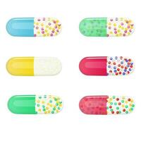 diverso colore medico pillole nel capsule vettore