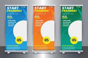 idee modello banner rollup palestra fitness gratis nel 2021-2030 vettore