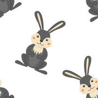 senza soluzione di continuità modello con carino coniglietto nel cartone animato stile. animali nel il foresta. vettore illustrazione.