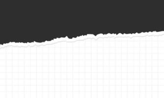 strappato un' metà foglio di nero carta. grafico carta. griglia carta. vettore illustrazione.