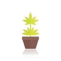 pianta di marijuana nell'icona del vaso in stile piatto vettore