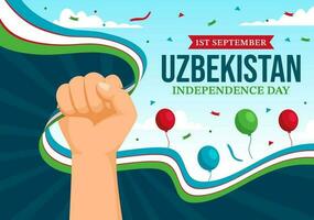 contento Uzbekistan indipendenza giorno vettore illustrazione su 1 ° di settembre con uzbeko bandiera sfondo nel nazionale vacanza mano disegnato modelli