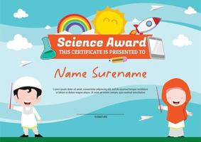 certificato modello di premio scientifico per bambini multiuso vettore