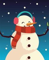 natale pupazzo di neve personaggio dei cartoni animati decorazione neve vettore