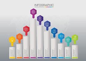 grafico infografico con concetto di business, 8 opzioni possono essere utilizzate per il concetto di business con 8 passaggi. vettore