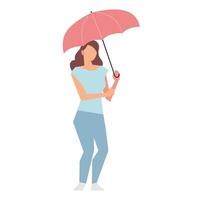 giovane donna con attività ambulante ombrello tempo libero o ricreazione outdoor recreation vettore