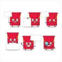rosso secchio cartone animato personaggio portare informazione tavola vettore