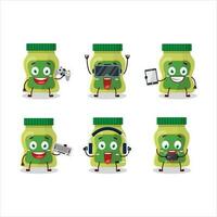 wasabi cartone animato personaggio siamo giocando Giochi con vario carino emoticon vettore