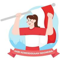 accogliente indonesiano indipendenza giorno illustrazione vettore