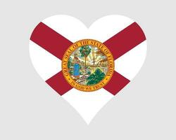 Florida Stati Uniti d'America cuore bandiera. fl noi amore forma stato bandiera. Florida unito stati di America bandiera icona cartello simbolo clipart. eps vettore illustrazione.