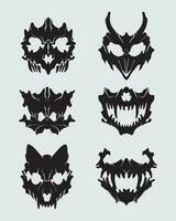 il male maschera impostato collezione lupo vettore elemento silhouette nero cranio etichetta stampabile