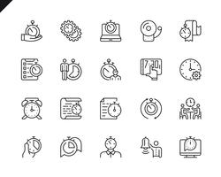 Semplice set di icone di linea di vettore relative gestione del tempo