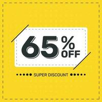 65 per cento spento. super sconto. sconto promozione speciale offerta. sconto. giallo piazza bandiera modello. vettore