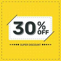 30 per cento spento. super sconto. sconto promozione speciale offerta. sconto. giallo piazza bandiera modello. vettore