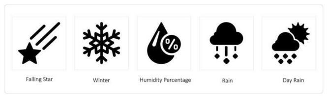 cadente, stella, inverno e umidità percentuale vettore