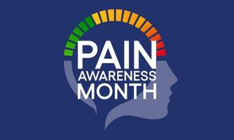 dolore consapevolezza mese è osservato ogni anno nel settembre, per aumentare pubblico consapevolezza di problemi nel il la zona di dolore e dolore gestione. vettore illustrazione