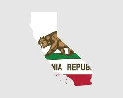 California carta geografica bandiera. carta geografica di California, Stati Uniti d'America con il californiano stato bandiera. unito stati, America, americano, unito stati di America, noi, circa stato striscione. vettore illustrazione.