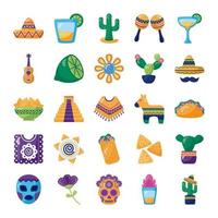 pacchetto di icone messicane vettore