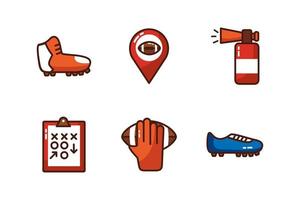 bundle di set di icone di football americano vettore