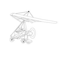 preparazione per voli su paramotori. volante su paramotore. triciclo vettore pittura