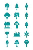fascio di icone di stile silhouette di alberi vettore