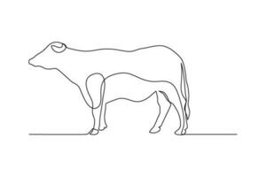 bufalo continuo linea arte disegno vettore