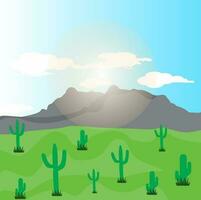montagna paesaggio vettore illustrazione design modello con cactus albero