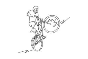 persone equitazione bicicletta salto linea vettore illustrazione design