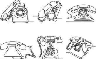 Vintage ▾ telefono continuo linea arte vettore illustrazione