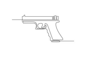 continuo linea arte disegno di un' polizia pistola vettore