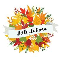 carta modello, autunno distintivi, sfondo, benvenuto autunno, etichetta design vettore