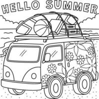 Ciao estate colorazione pagina per bambini vettore