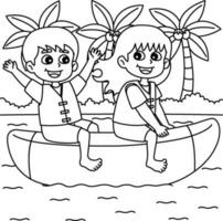 bambini equitazione un' Banana barca estate colorazione vettore